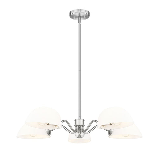 Z-Lite Breton 5 Light Chandelier, Brushed Nickel/White - 3048-5BN