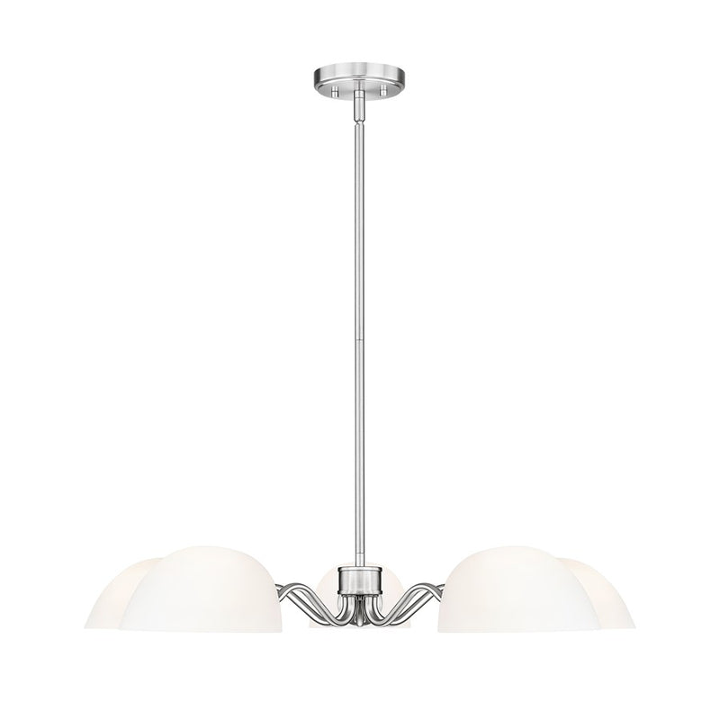 Z-Lite Breton 5 Light Chandelier, Brushed Nickel/White
