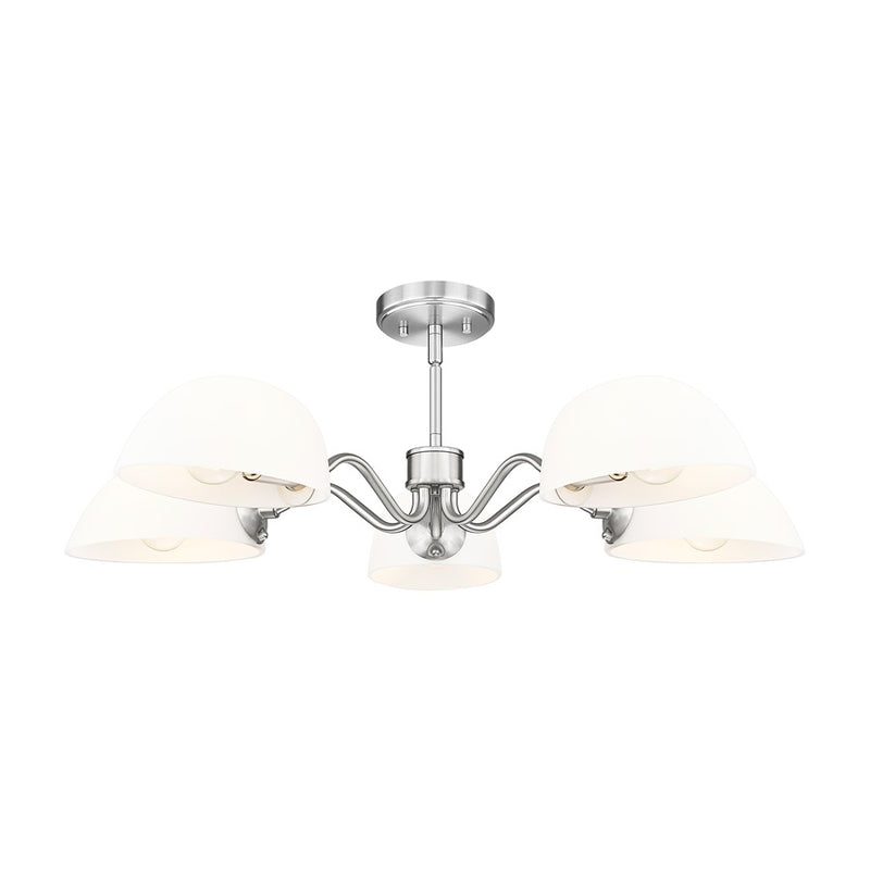 Z-Lite Breton 5 Light Chandelier, Brushed Nickel/White