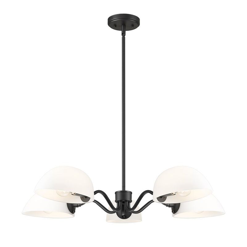 Z-Lite Breton 5 Light Chandelier, Matte Black/White - 3048-5MB