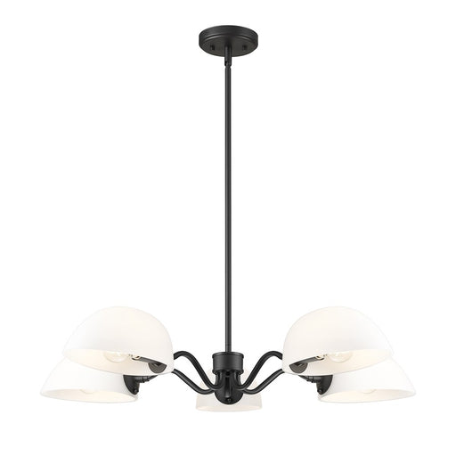 Z-Lite Breton 5 Light Chandelier, Matte Black/White - 3048-5MB