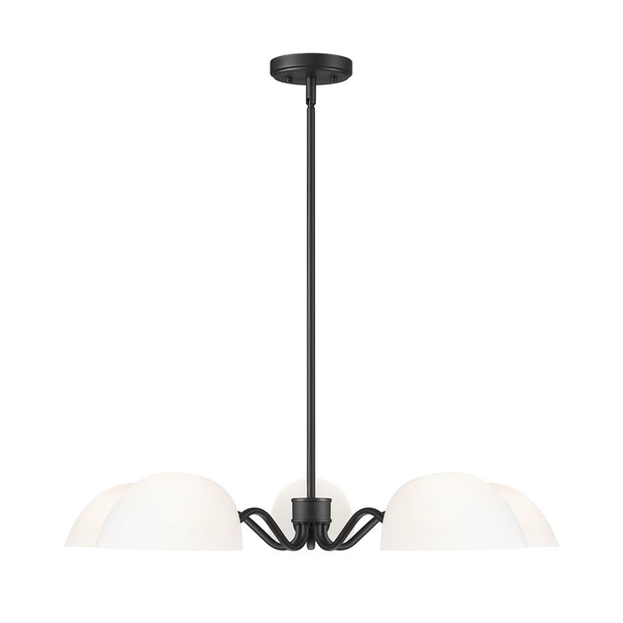 Z-Lite Breton 5 Light Chandelier, Matte Black/White