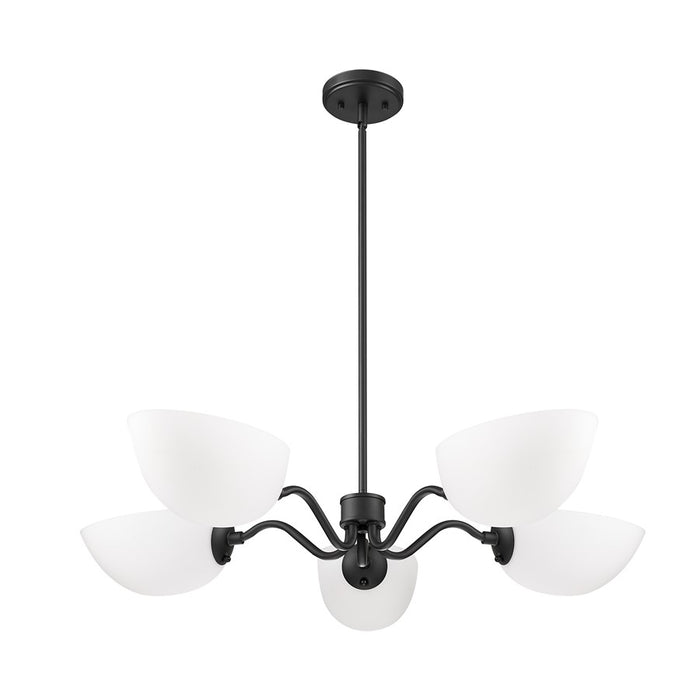 Z-Lite Breton 5 Light Chandelier, Matte Black/White