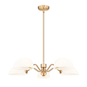Z-Lite Breton 5 Light Chandelier, Modern Gold/White - 3048-5MGLD