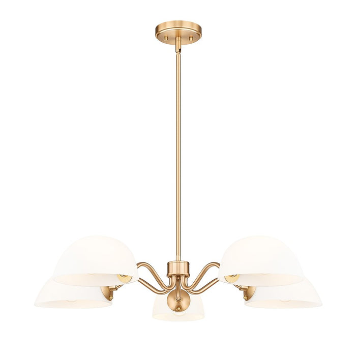 Z-Lite Breton 5 Light Chandelier, Modern Gold/White - 3048-5MGLD