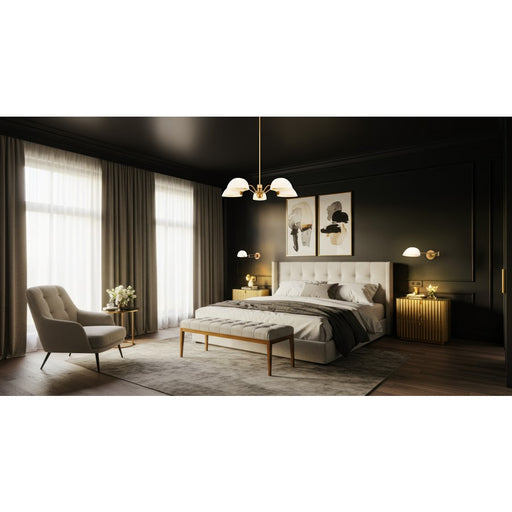 Z-Lite Breton 5 Light Chandelier, Modern Gold/White