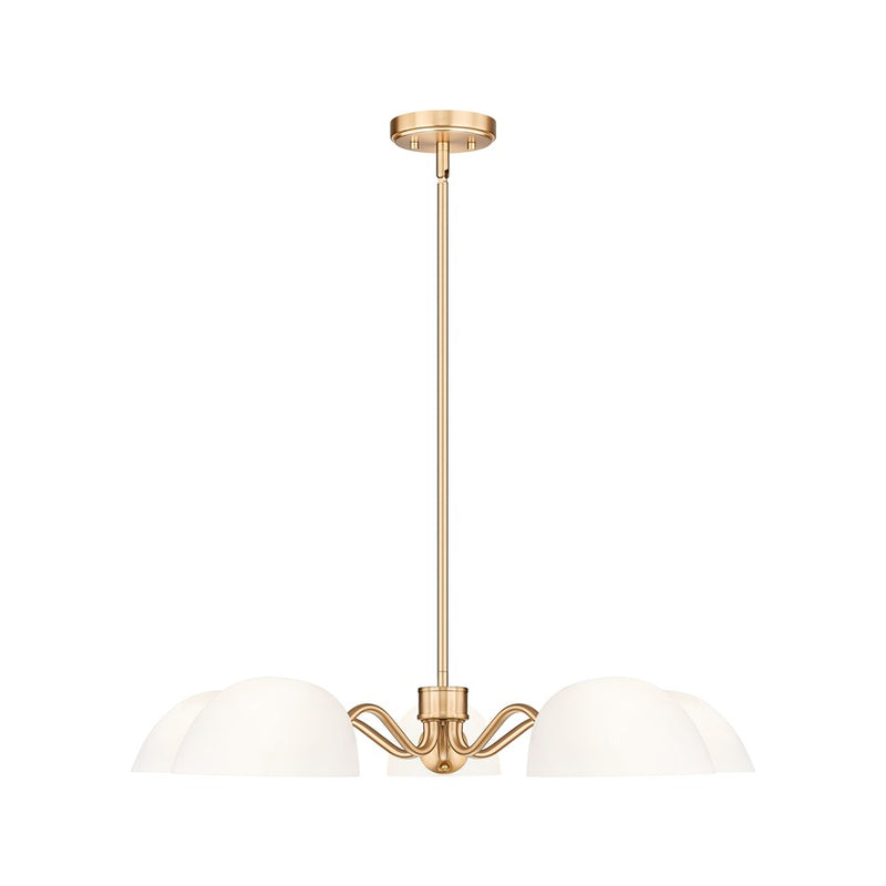 Z-Lite Breton 5 Light Chandelier, Modern Gold/White