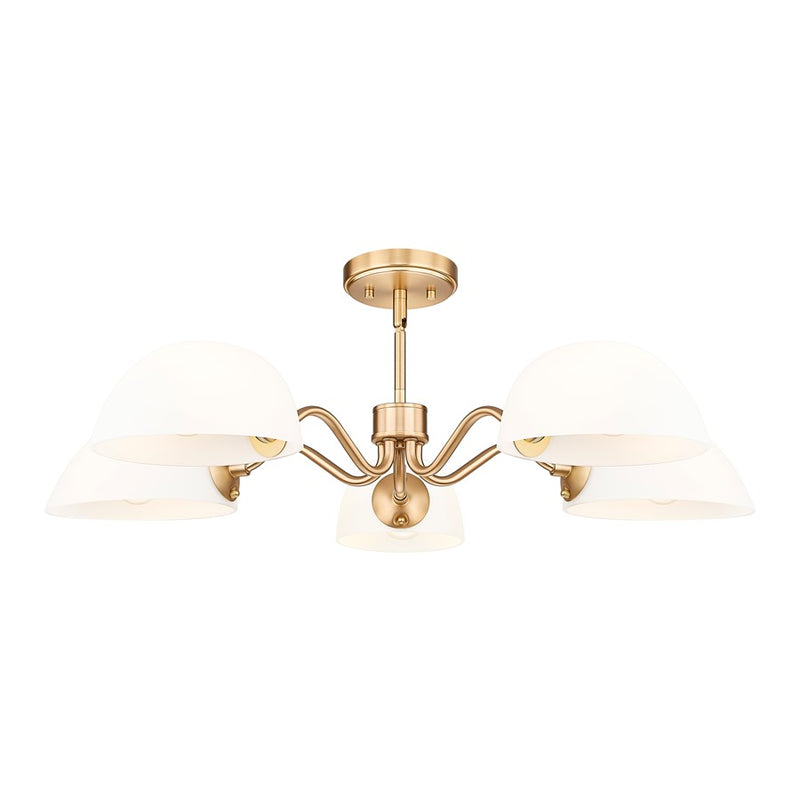 Z-Lite Breton 5 Light Chandelier, Modern Gold/White