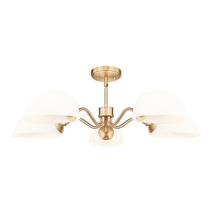 Z-Lite Breton 5 Light Chandelier, Modern Gold/White