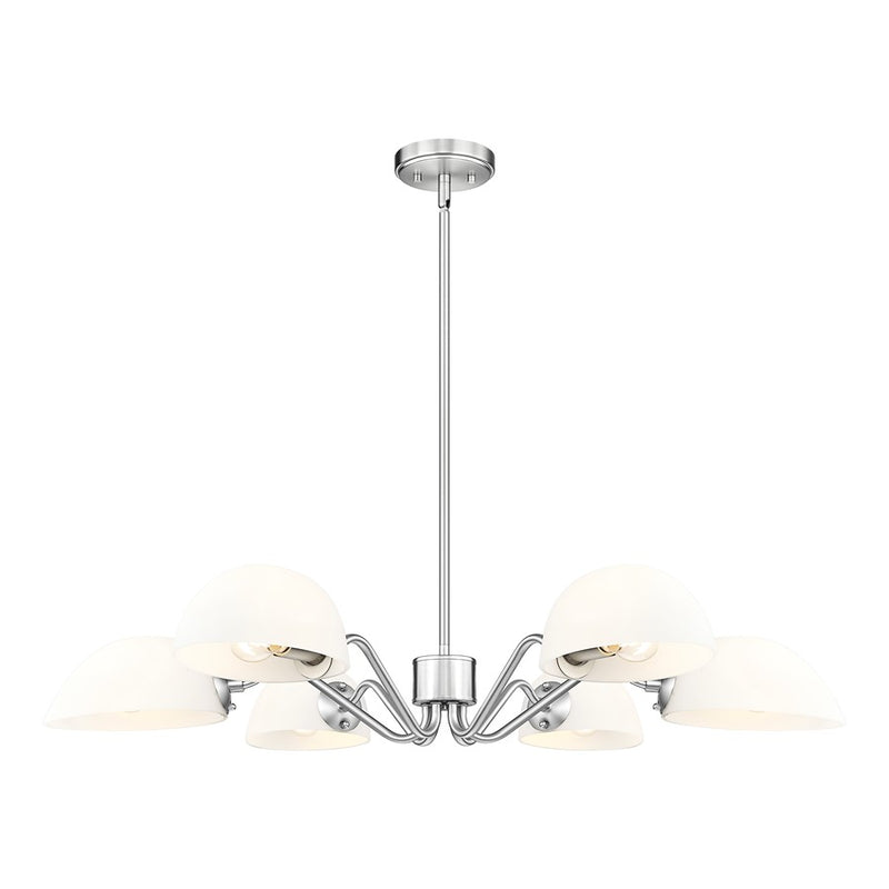Z-Lite Breton 6 Light Chandelier, Brushed Nickel/White - 3048-6BN