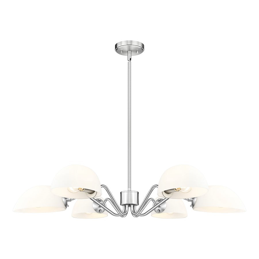 Z-Lite Breton 6 Light Chandelier, Brushed Nickel/White - 3048-6BN