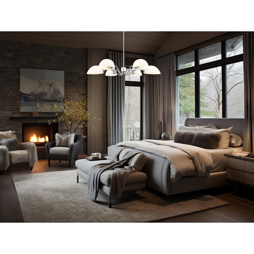 Z-Lite Breton 6 Light Chandelier, Brushed Nickel/White