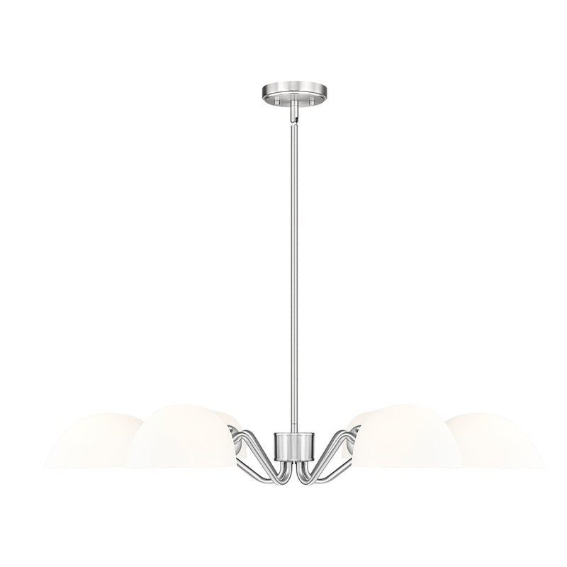 Z-Lite Breton 6 Light Chandelier, Brushed Nickel/White