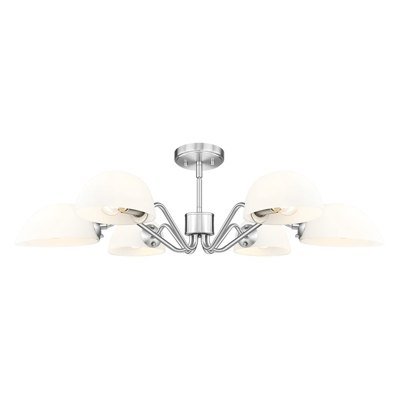 Z-Lite Breton 6 Light Chandelier, Brushed Nickel/White