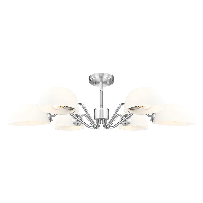 Z-Lite Breton 6 Light Chandelier, Brushed Nickel/White