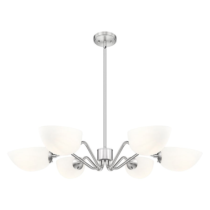 Z-Lite Breton 6 Light Chandelier, Brushed Nickel/White