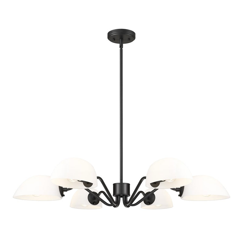 Z-Lite Breton 6 Light Chandelier, Matte Black/White - 3048-6MB