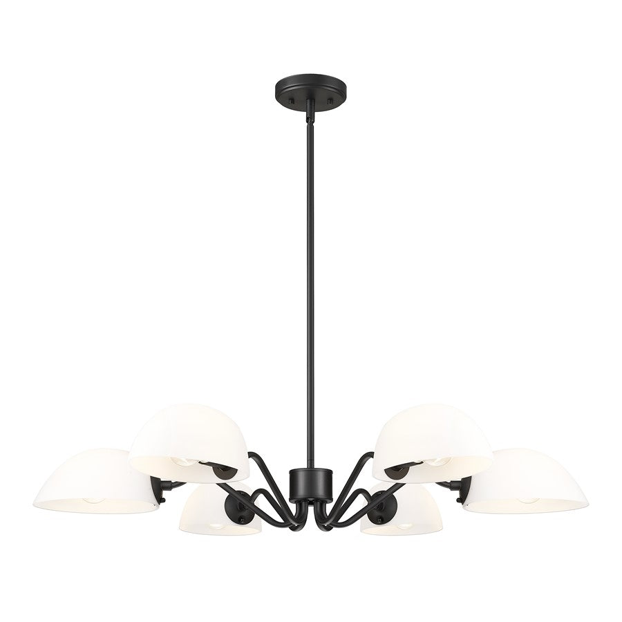 Z-Lite Breton 6 Light Chandelier, Matte Black/White - 3048-6MB