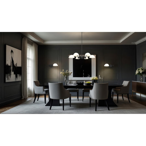 Z-Lite Breton 6 Light Chandelier, Matte Black/White