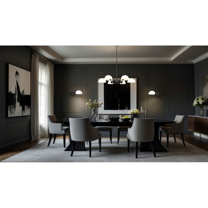 Z-Lite Breton 6 Light Chandelier, Matte Black/White