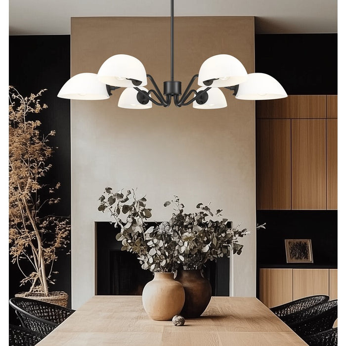 Z-Lite Breton 6 Light Chandelier, Matte Black/White