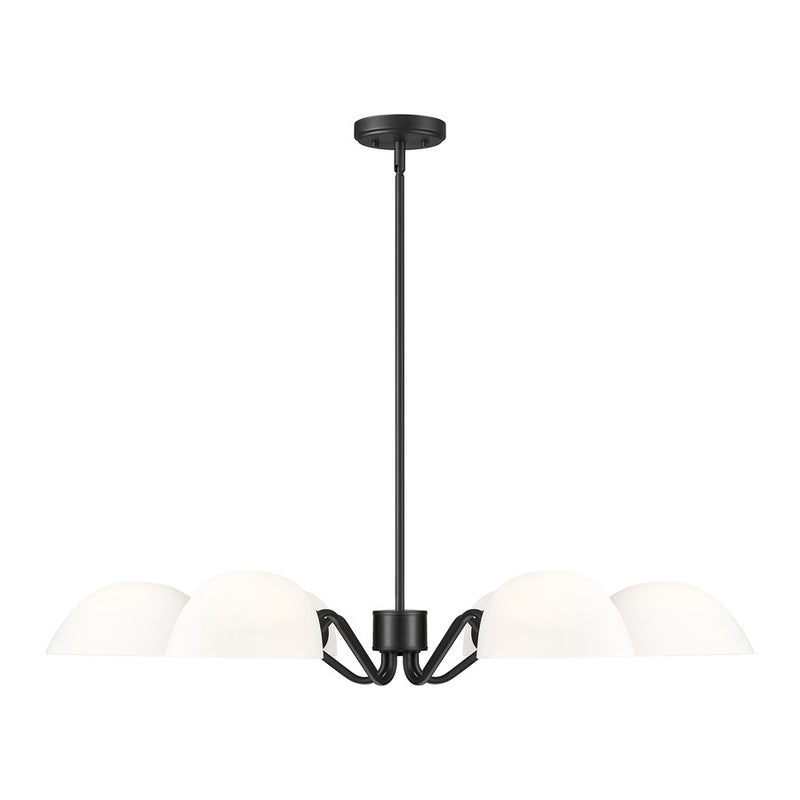 Z-Lite Breton 6 Light Chandelier, Matte Black/White