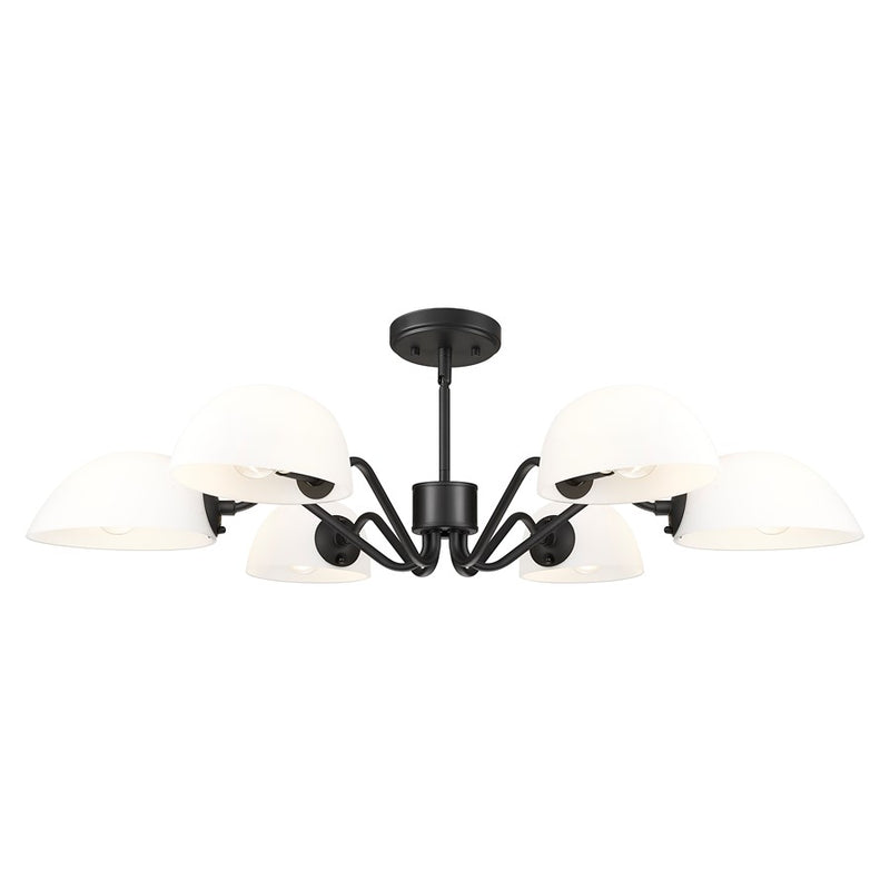 Z-Lite Breton 6 Light Chandelier, Matte Black/White