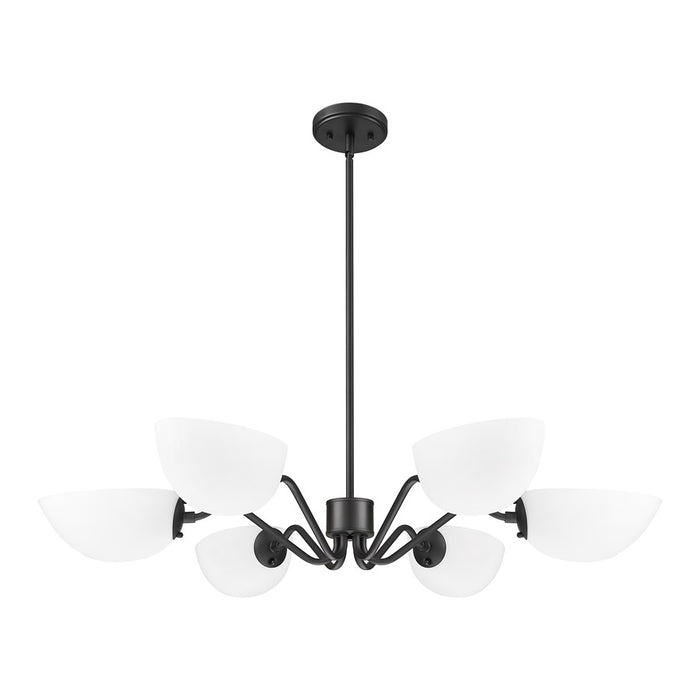 Z-Lite Breton 6 Light Chandelier, Matte Black/White