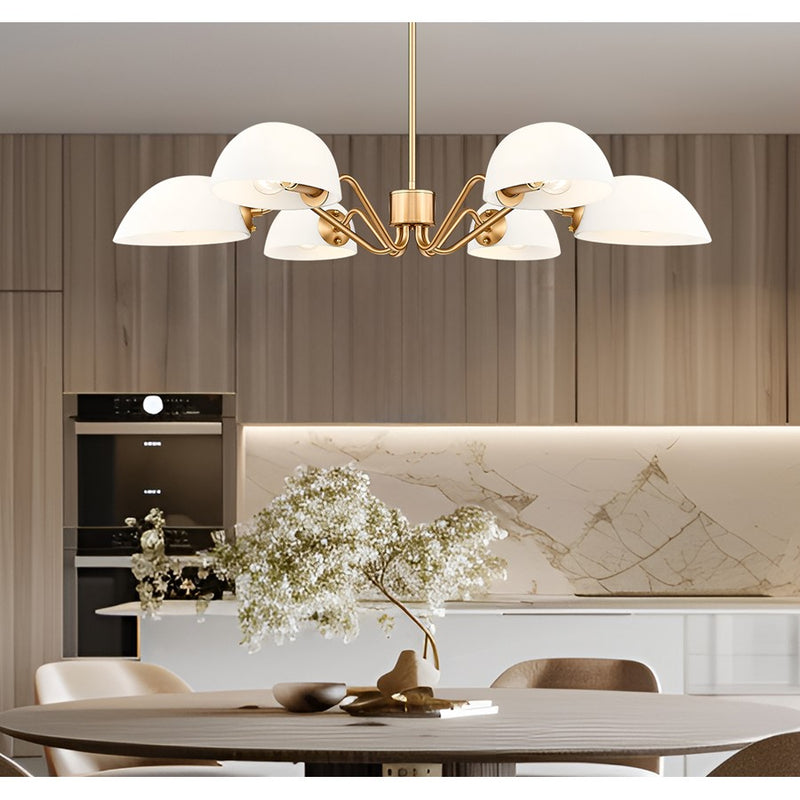 Z-Lite Breton 6 Light Chandelier, Modern Gold/White