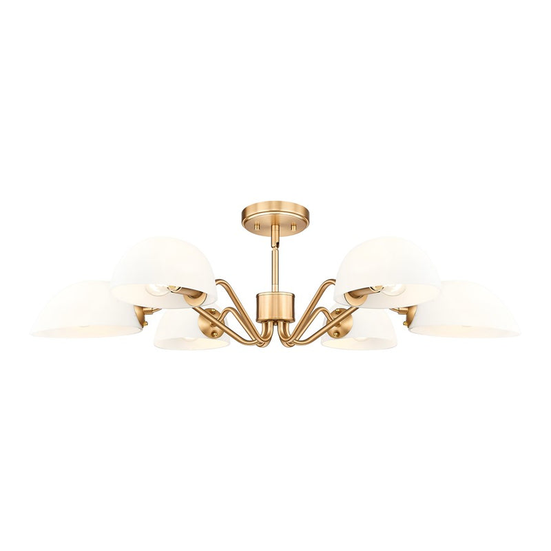 Z-Lite Breton 6 Light Chandelier, Modern Gold/White