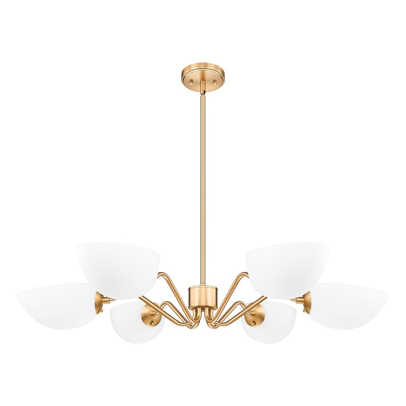 Z-Lite Breton 6 Light Chandelier, Modern Gold/White