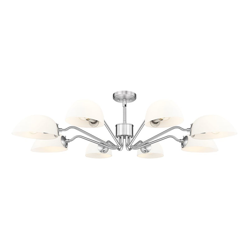 Z-Lite Breton 8 Light Chandelier, Brushed Nickel/White