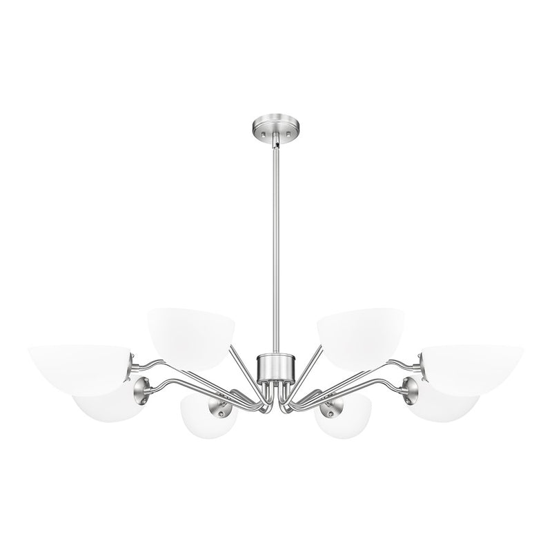 Z-Lite Breton 8 Light Chandelier, Brushed Nickel/White