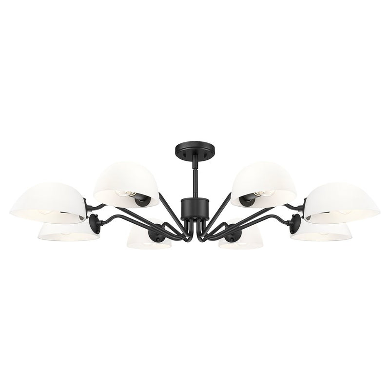 Z-Lite Breton 8 Light Chandelier, Matte Black/White