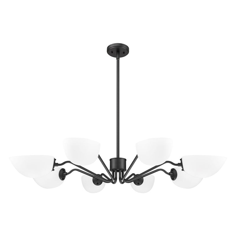 Z-Lite Breton 8 Light Chandelier, Matte Black/White