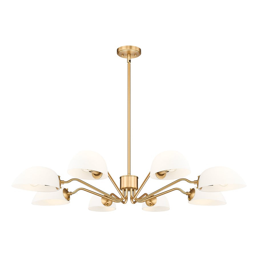 Z-Lite Breton 8 Light Chandelier, Modern Gold/White - 3048-8MGLD