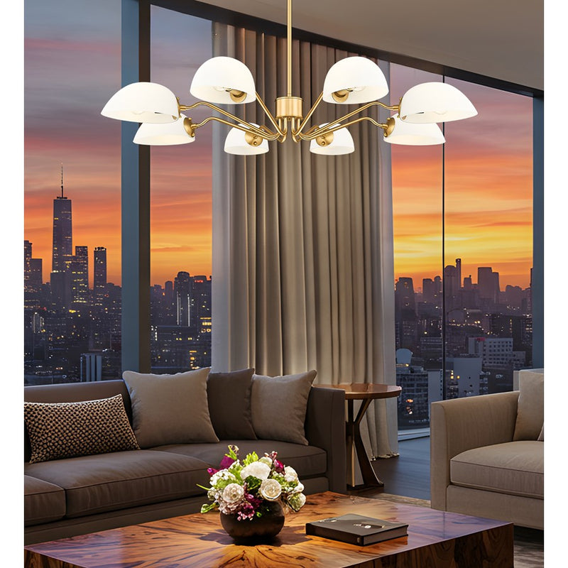 Z-Lite Breton 8 Light Chandelier, Modern Gold/White
