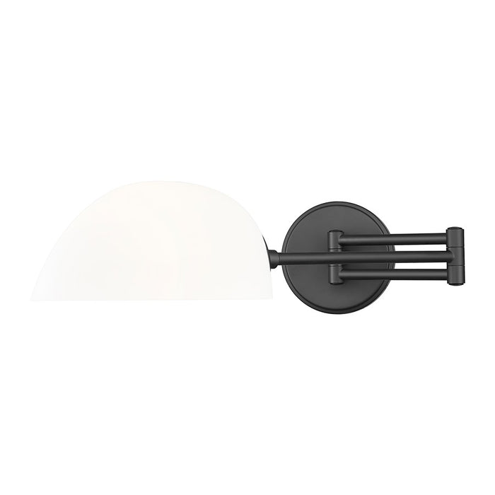 Z-Lite Breton 1 Light Wall Sconce, Matte Black/White