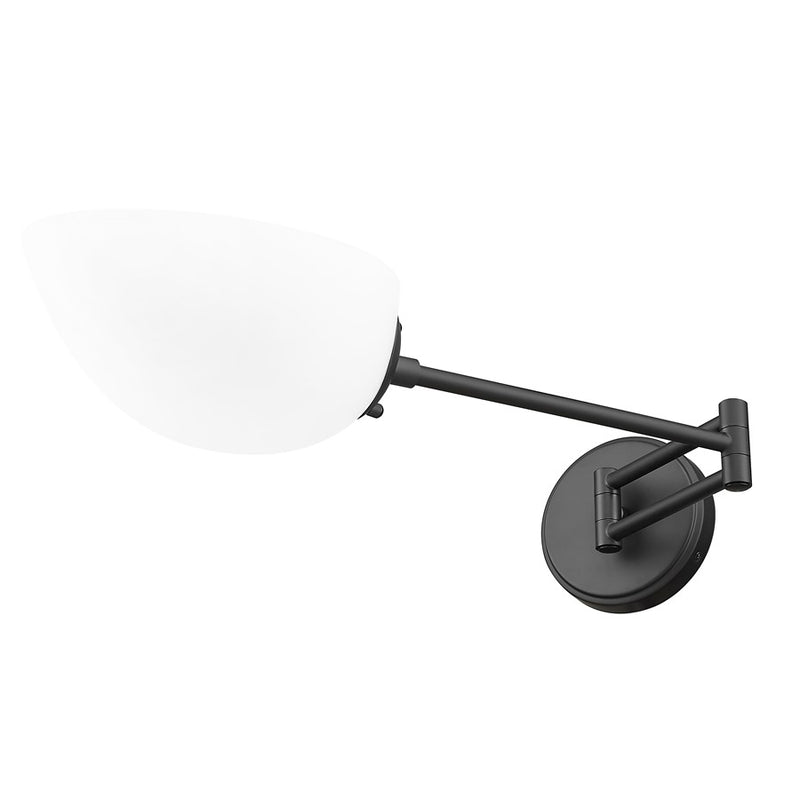 Z-Lite Breton 1 Light Wall Sconce, Matte Black/White