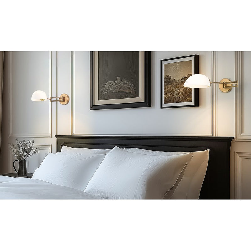 Z-Lite Breton 1 Light Wall Sconce, Modern Gold/White