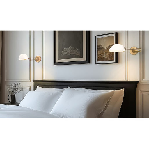 Z-Lite Breton 1 Light Wall Sconce, Modern Gold/White