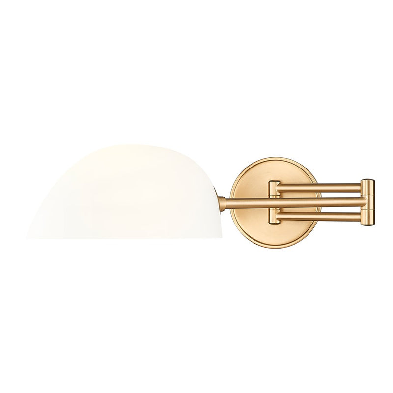 Z-Lite Breton 1 Light Wall Sconce, Modern Gold/White