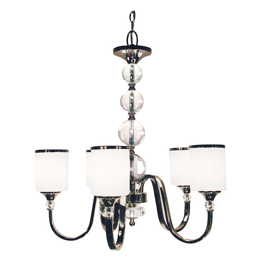 Z-Lite Cosmopolitan 5 Light Chandelier, Chrome, Matte Opal - 307-5-CH
