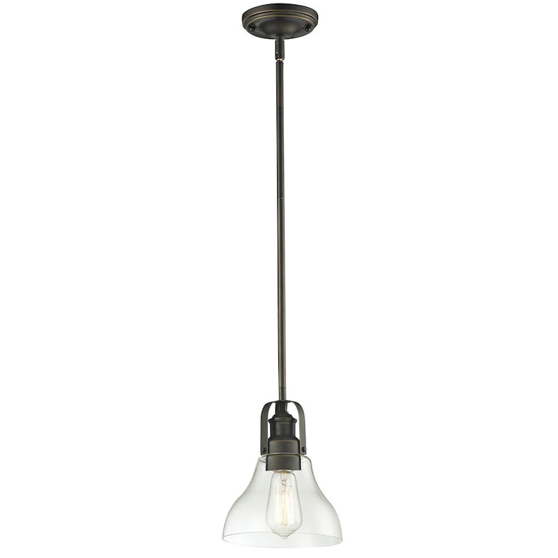 Z-Lite Forge 1 Light Mini Pendant, Vintage Bronze, Clear - 323-8MP-VB