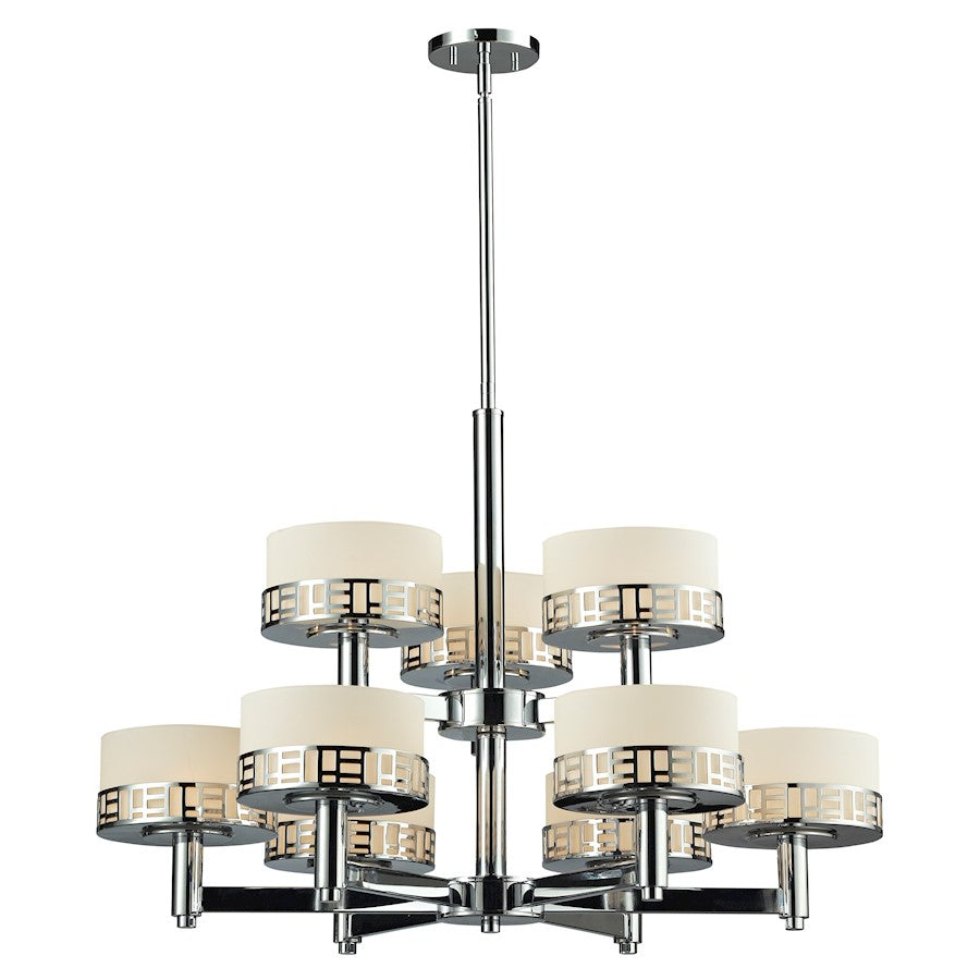 Z-Lite Elea 9 Light Chandelier, Chrome, Matte Opal - 328-9-CH
