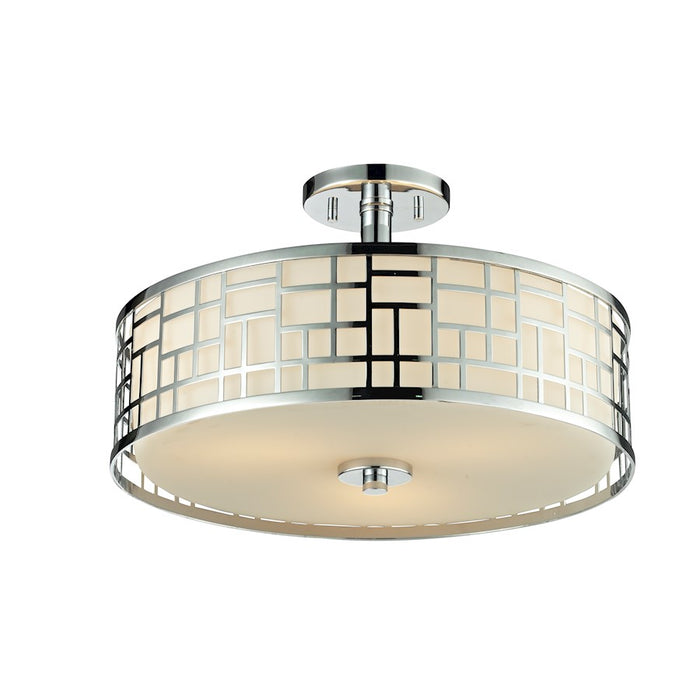 Z-Lite Elea 3 Light Semi-Flush Mount, 16.25x10.25", Chrome, Opal - 328-SF16-CH