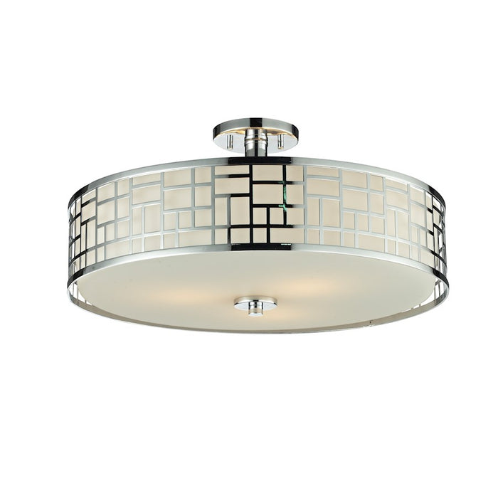 Z-Lite Elea 3 Light Semi-Flush Mount, 20.5x10.5", Chrome, Matte Opal - 328-SF20-CH