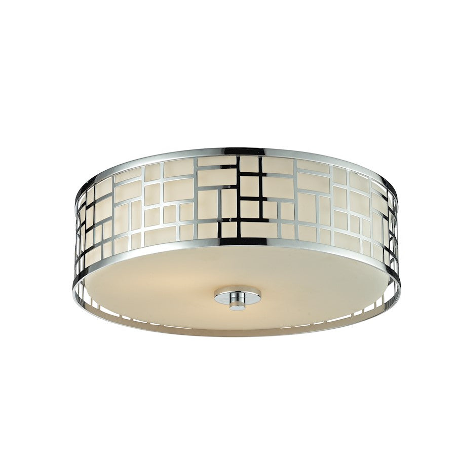 Z-Lite Elea 3 Light Flush Mount, 16.25x6.25", Chrome, Matte Opal - 328F16-CH