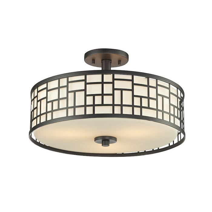 Z-Lite Elea 3 Light Semi-Flush Mount, 16.25x10.25", Bronze, Opal - 329-SF16-BRZ