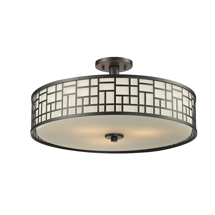 Z-Lite Elea 3 Light Semi-Flush Mount, 20.5x10.5", Bronze, Matte Opal - 329-SF20-BRZ